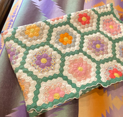 Small Scale Flower Garden Quilt with a Green Path