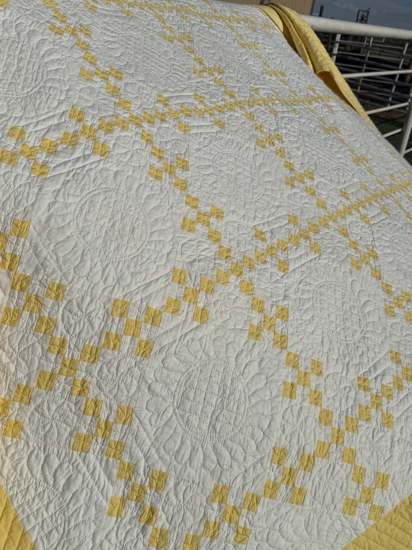 Double 9 Patch Quilt in Sunny Yellow and White