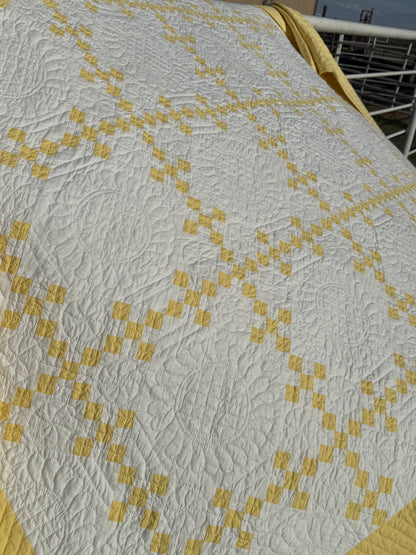 Double 9 Patch Quilt in Sunny Yellow and White