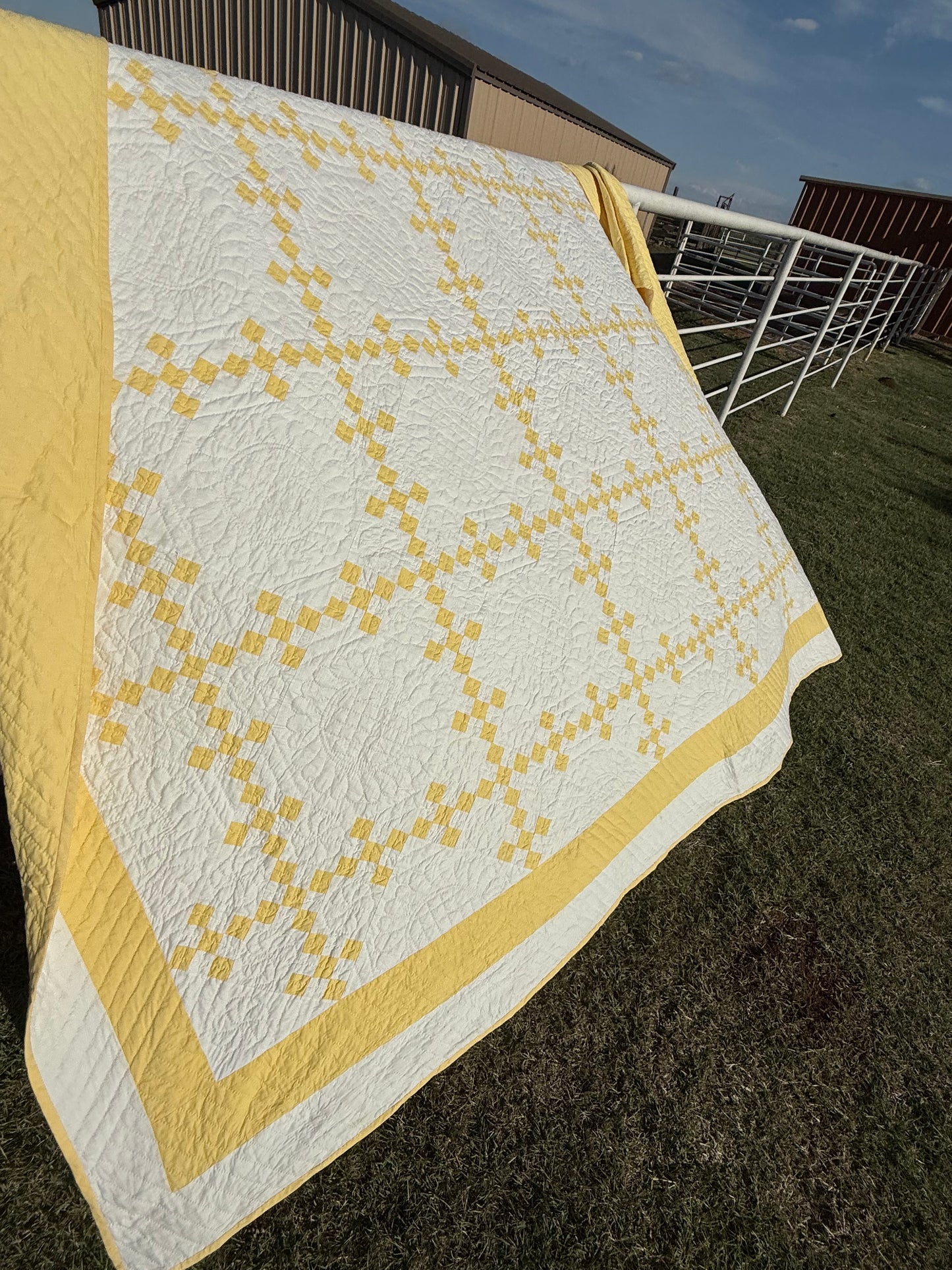 Double 9 Patch Quilt in Sunny Yellow and White