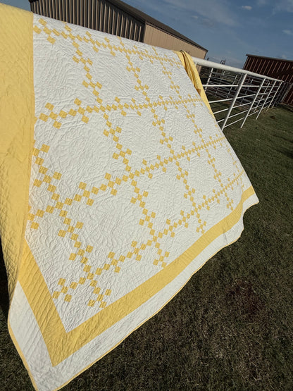 Double 9 Patch Quilt in Sunny Yellow and White