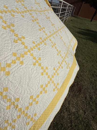 Double 9 Patch Quilt in Sunny Yellow and White