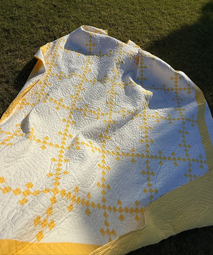 Double 9 Patch Quilt in Sunny Yellow and White