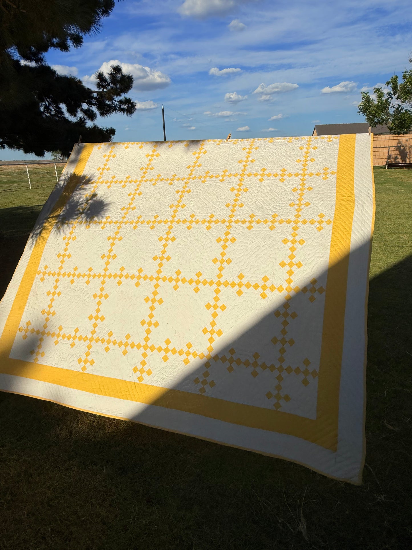 Double 9 Patch Quilt in Sunny Yellow and White