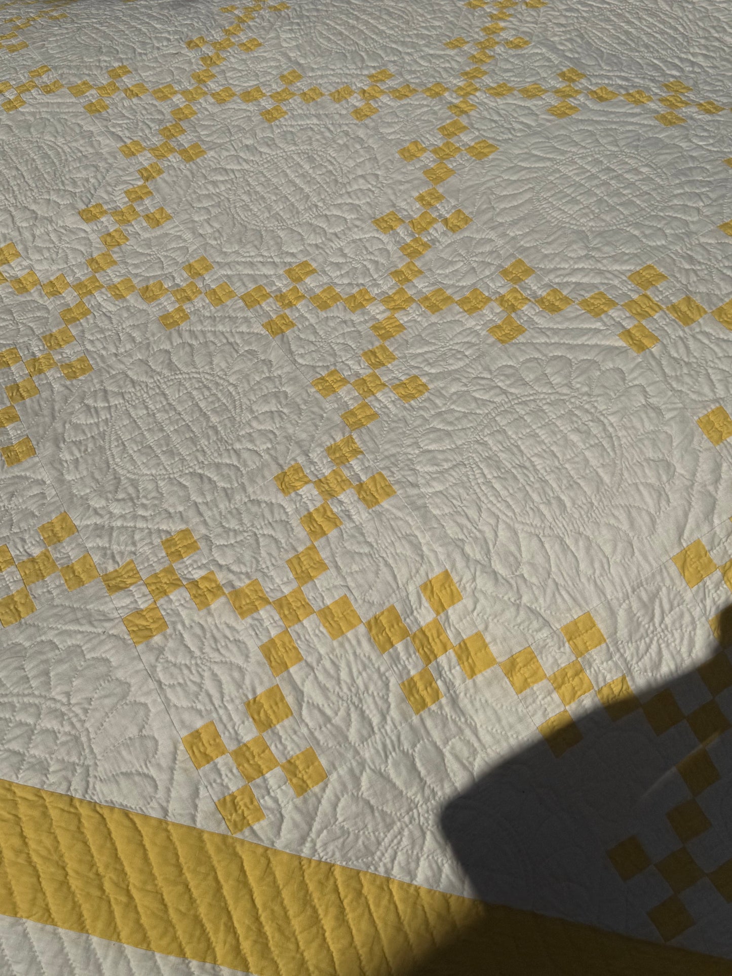 Double 9 Patch Quilt in Sunny Yellow and White
