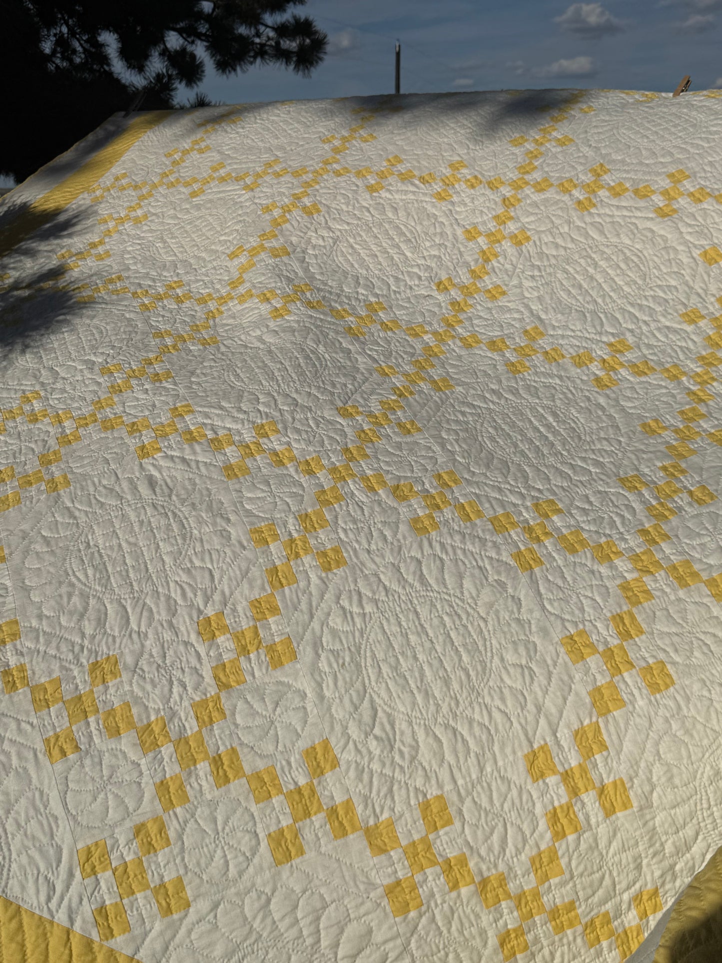 Double 9 Patch Quilt in Sunny Yellow and White
