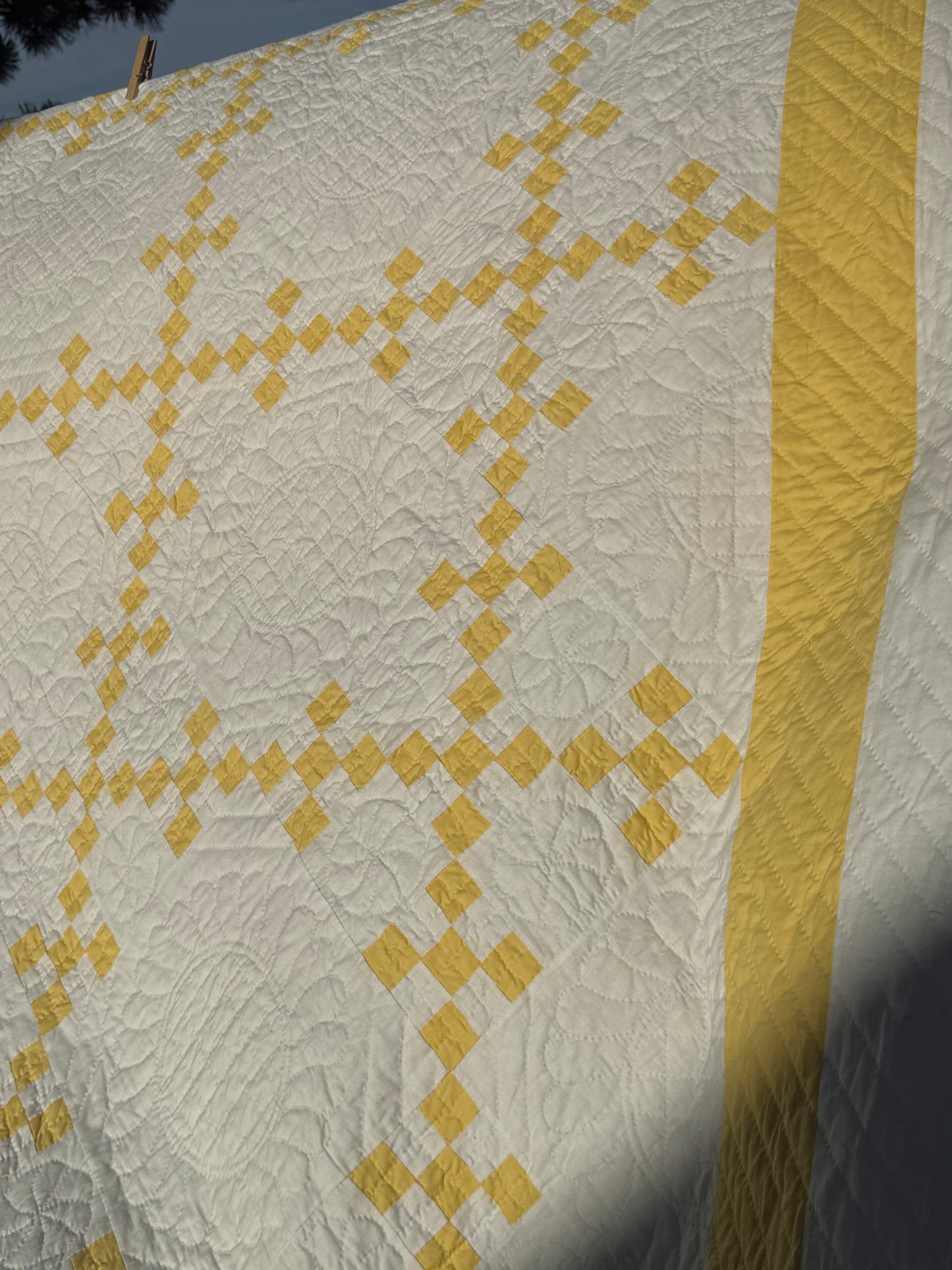 Double 9 Patch Quilt in Sunny Yellow and White