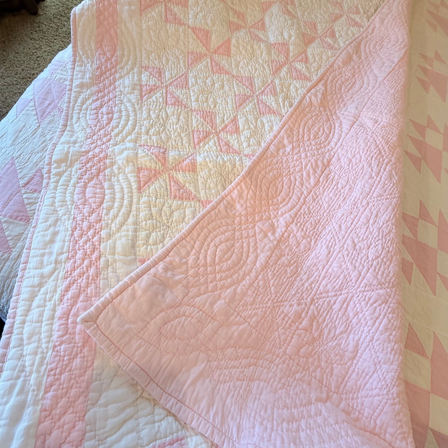 Pinwheels Pinks Crib Quilt