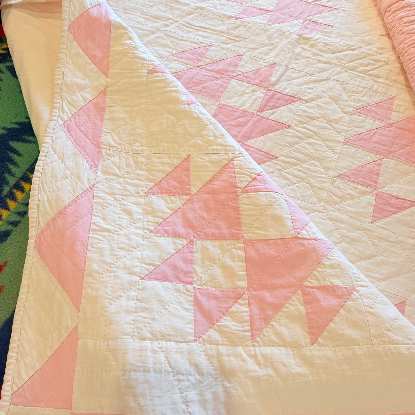 Pink and White Double X Quilt
