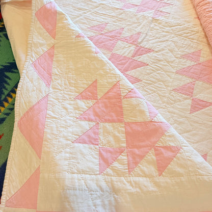 Pink and White Double X Quilt