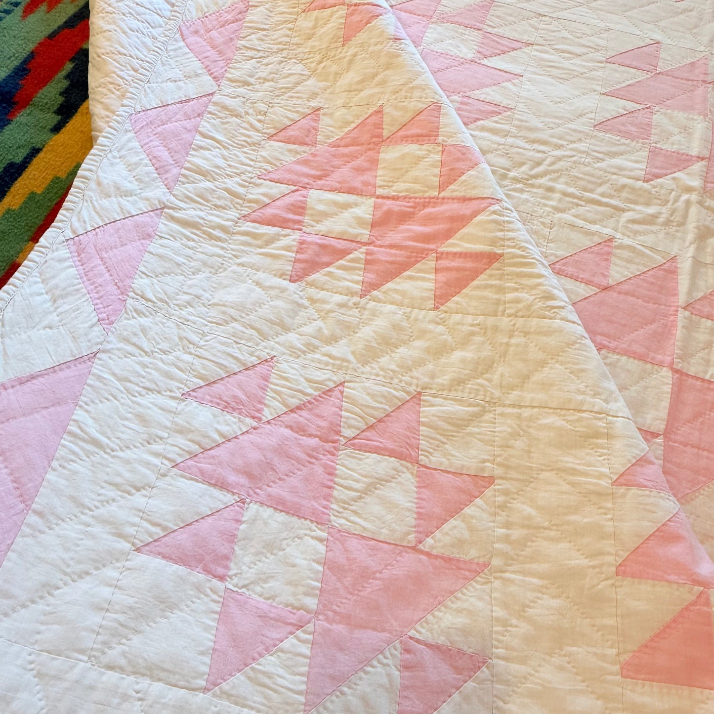 Pink and White Double X Quilt