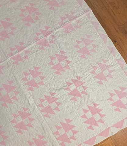 Pink and White Double X Quilt