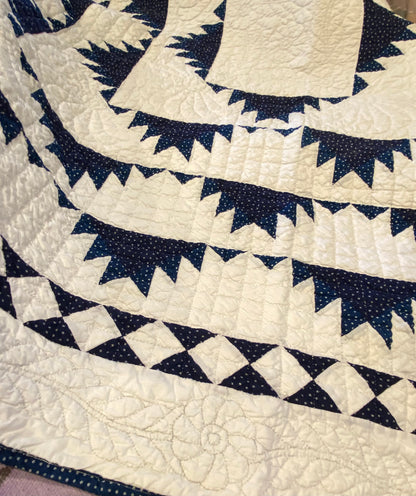 Indigo Delectable Mountains Quilt with Border