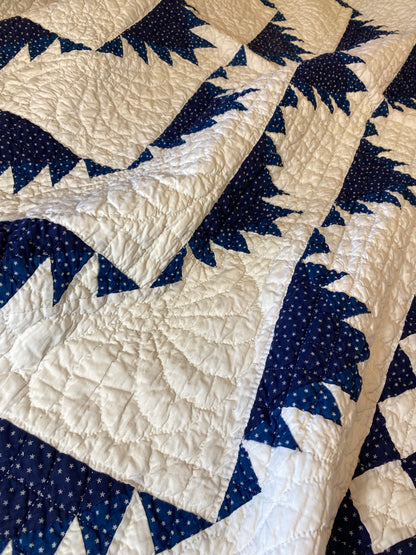 Indigo Delectable Mountains Quilt with Border