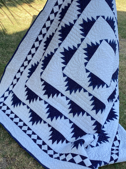 Indigo Delectable Mountains Quilt with Border