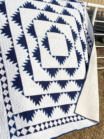 Indigo Delectable Mountains Quilt with Border
