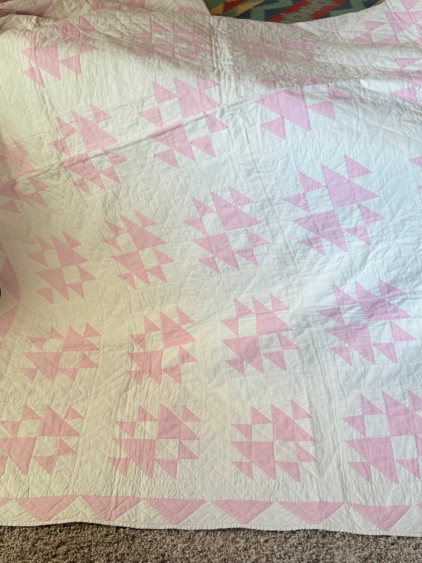 Pink and White Double X Quilt
