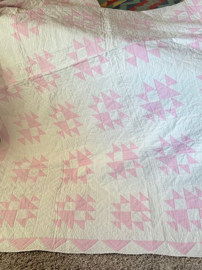 Pink and White Double X Quilt