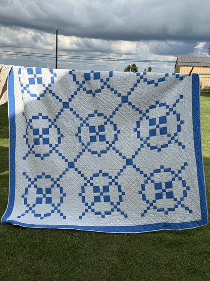 Blue And White Burgoyne Surrounded Quilt