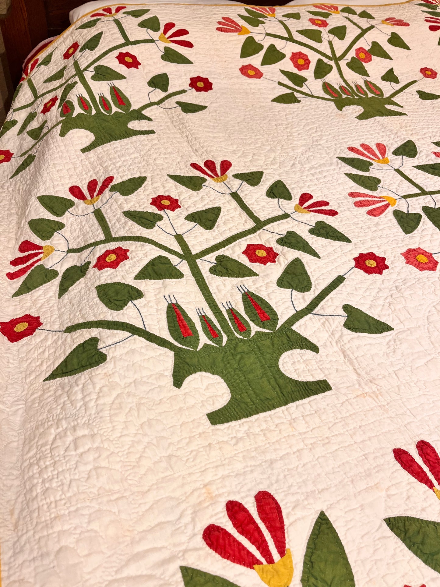 Unique Folk Art Pot of Flowers Quilt