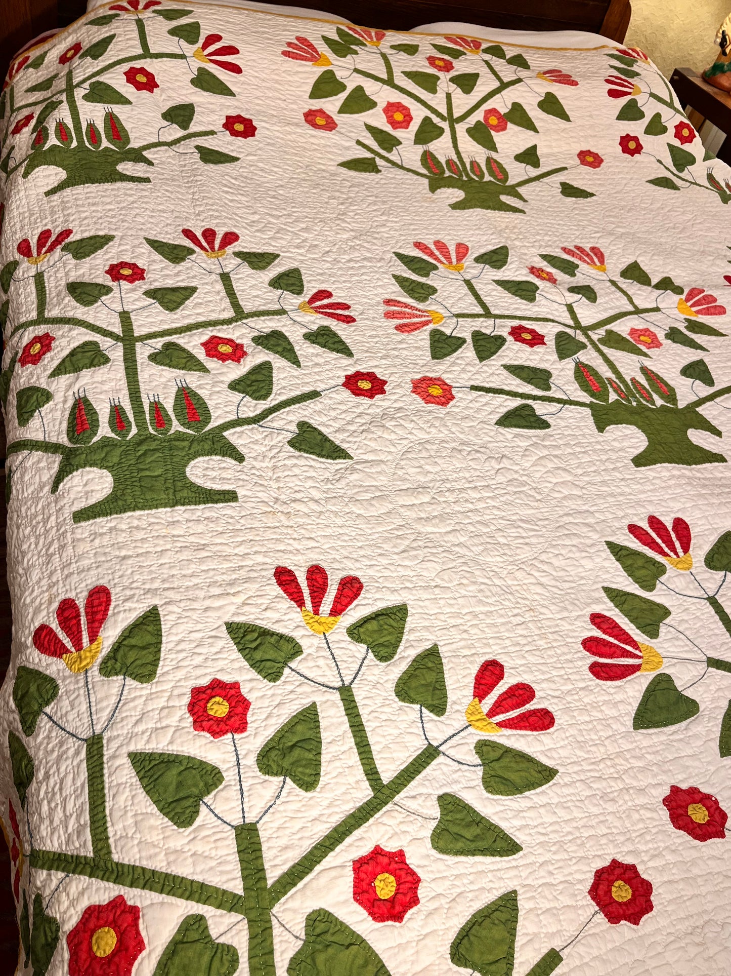 Unique Folk Art Pot of Flowers Quilt