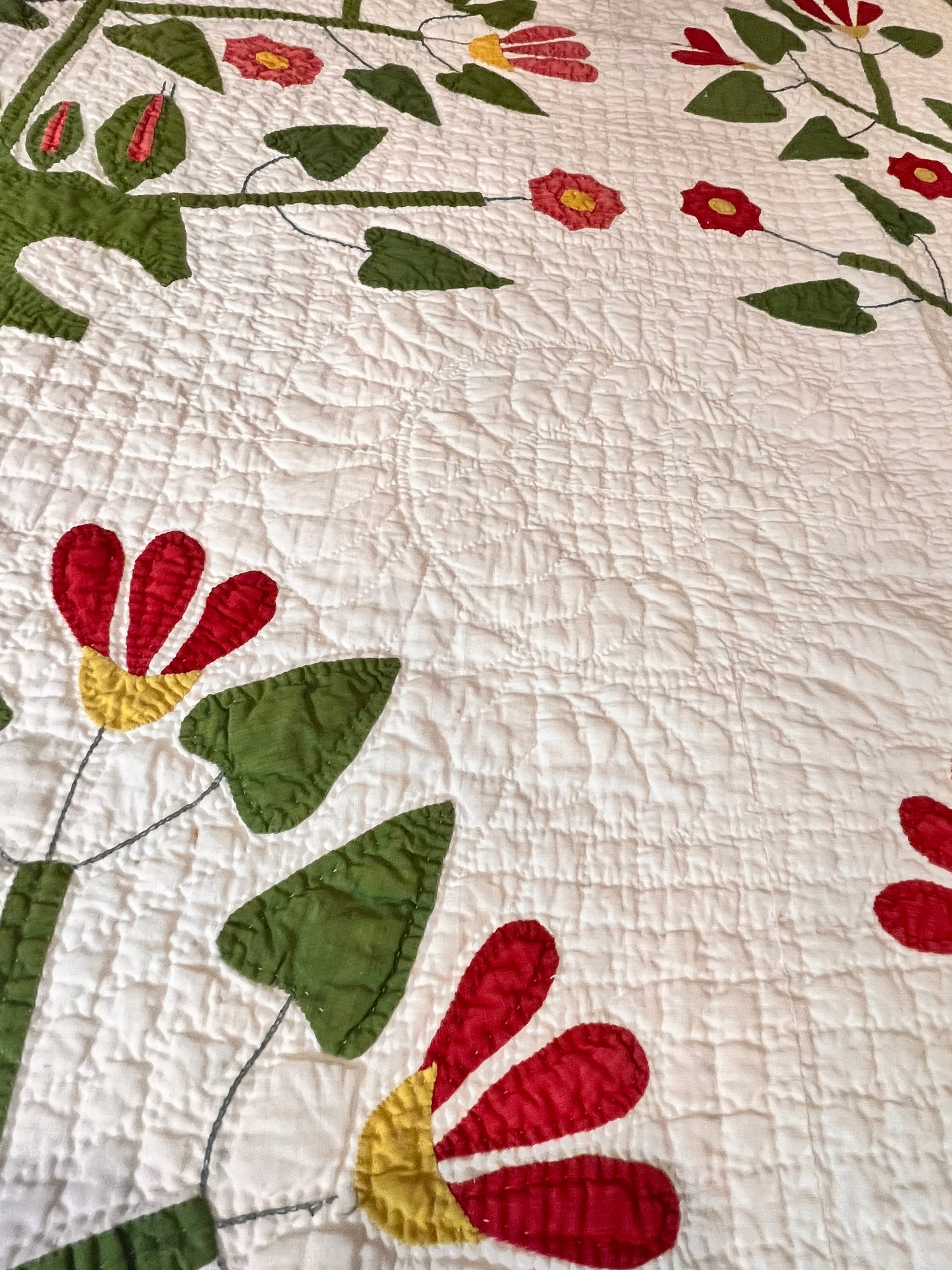 Unique Folk Art Pot of Flowers Quilt