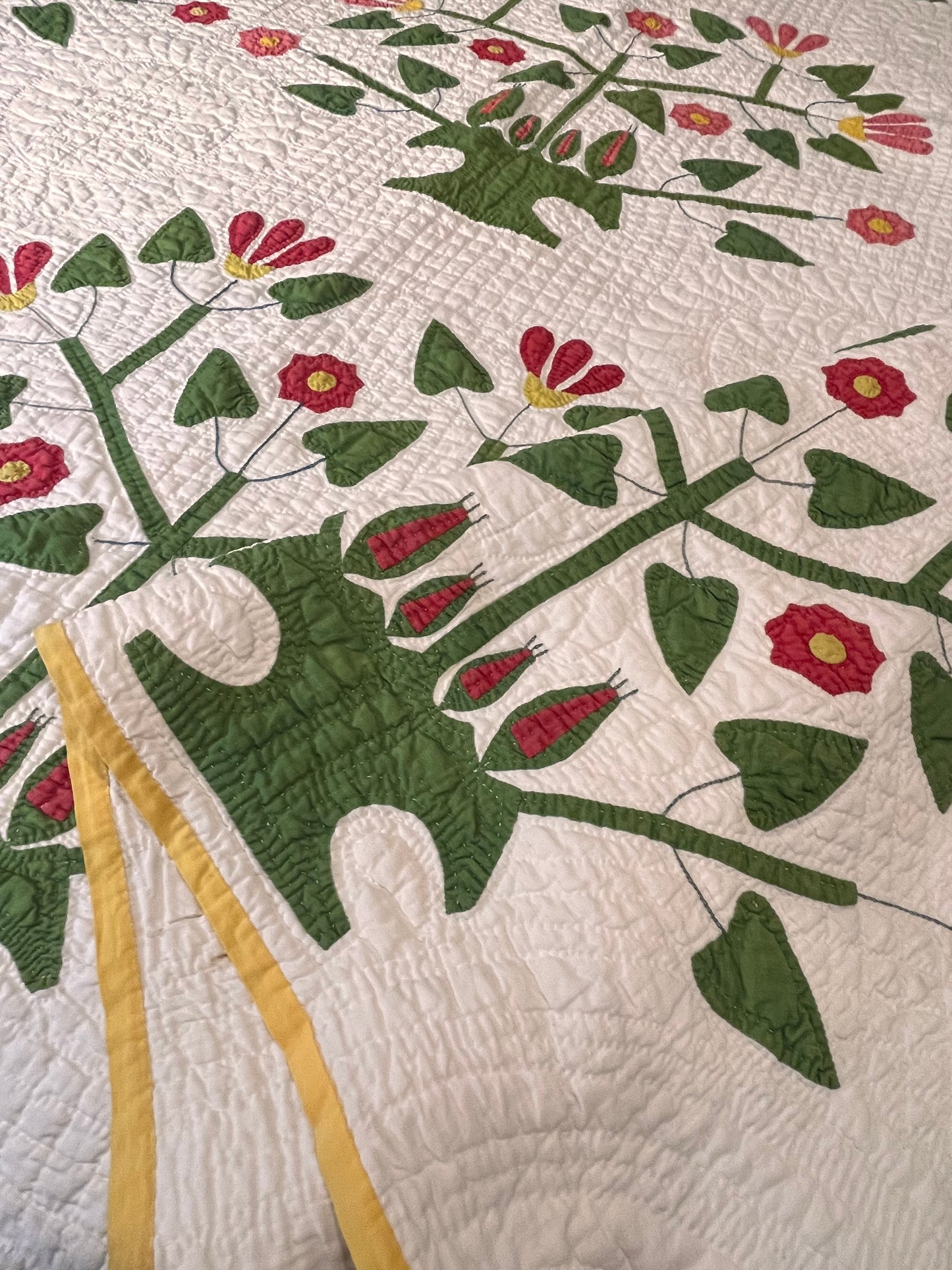 Unique Folk Art Pot of Flowers Quilt