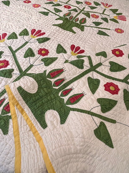 Unique Folk Art Pot of Flowers Quilt