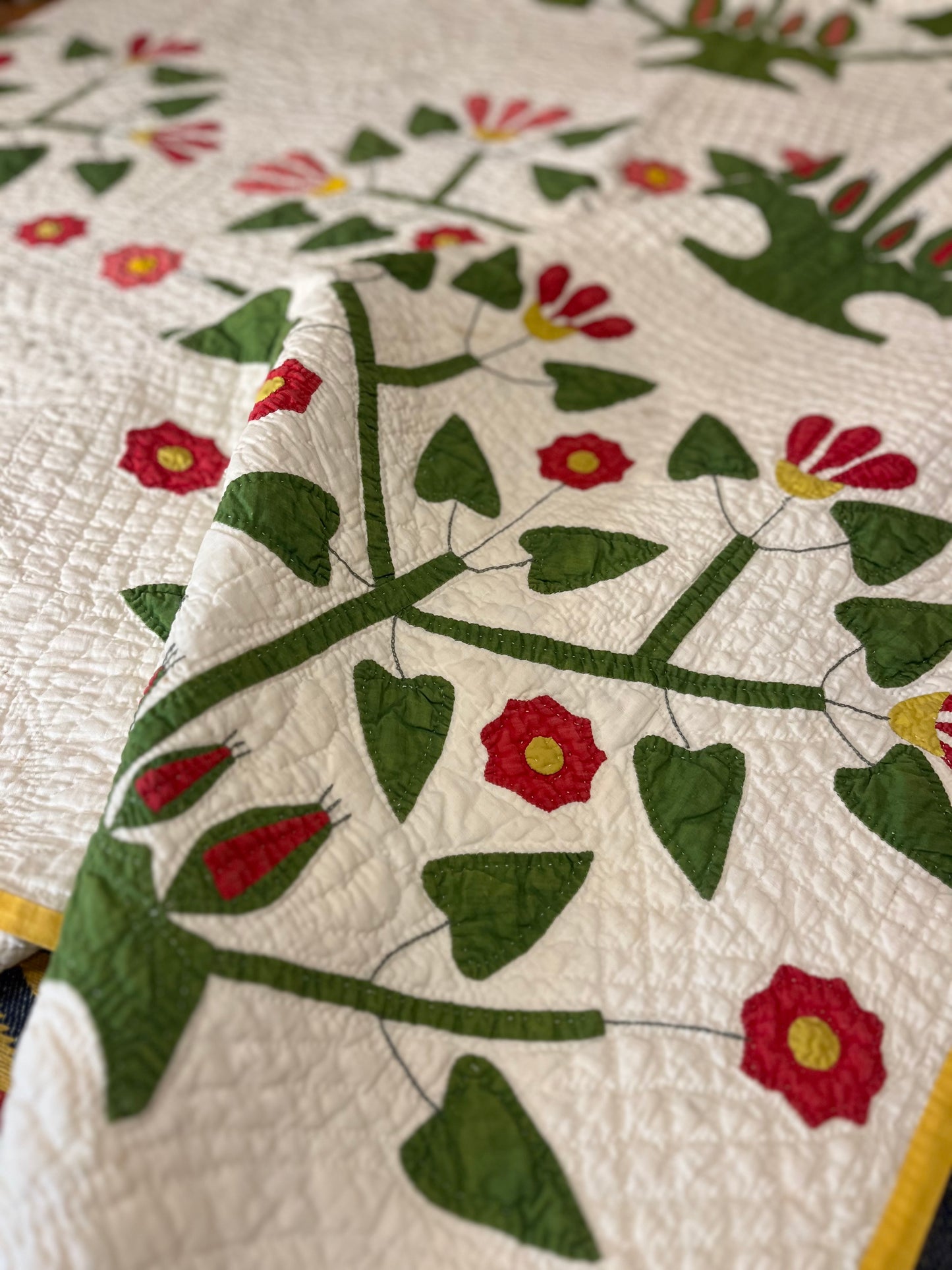 Unique Folk Art Pot of Flowers Quilt