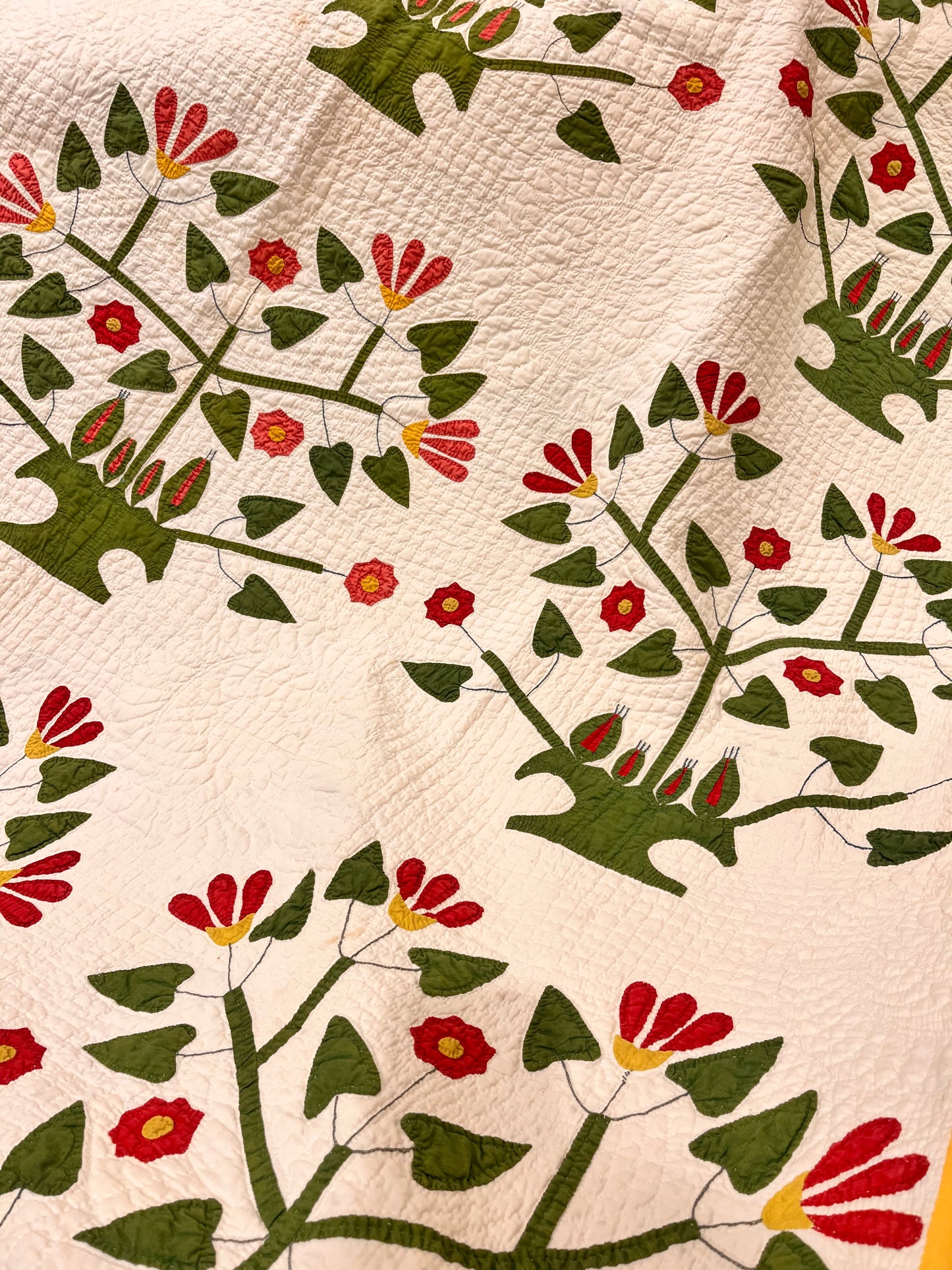 Unique Folk Art Pot of Flowers Quilt