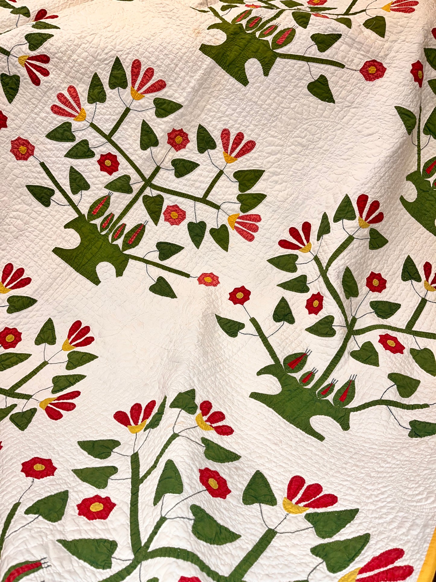 Unique Folk Art Pot of Flowers Quilt
