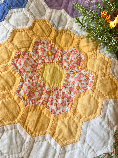 Sweet  Flower Garden Quilt with Border