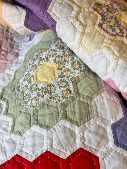 Sweet  Flower Garden Quilt with Border