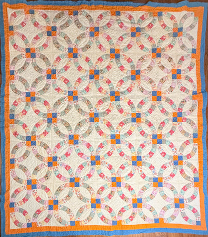 Colorful Double Wedding Ring Quilt