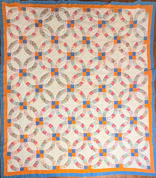 Colorful Double Wedding Ring Quilt