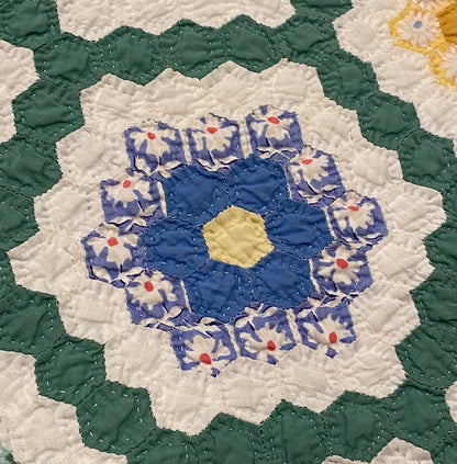 Flower Garden of Miniature Sized Hexagons Quilt