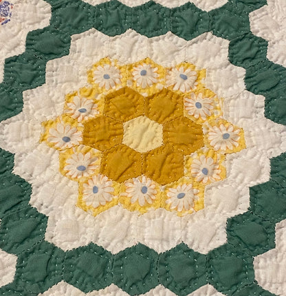 Flower Garden of Miniature Sized Hexagons Quilt