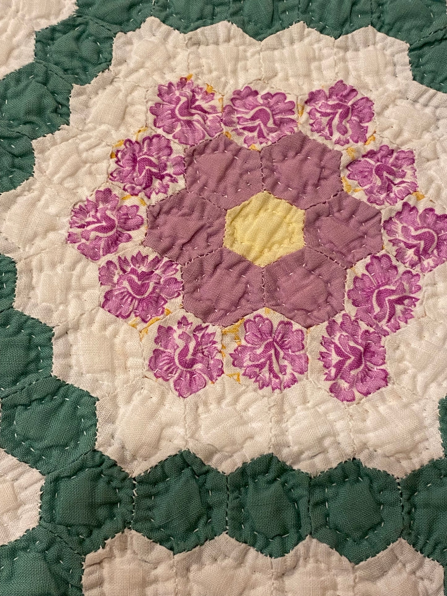 Flower Garden of Miniature Sized Hexagons Quilt