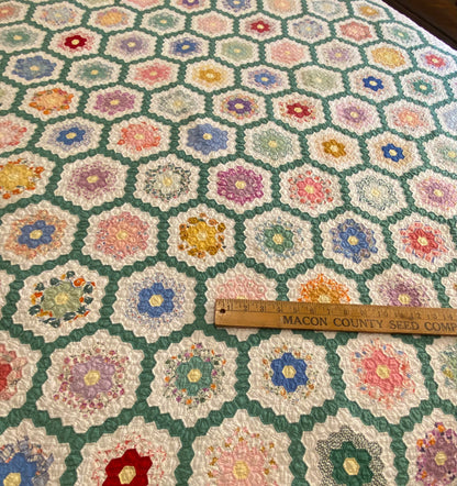 Flower Garden of Miniature Sized Hexagons Quilt