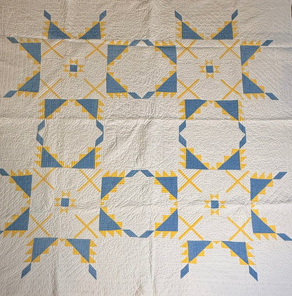 Fine Unique Feathered Stars with Mini Stars Quilt
