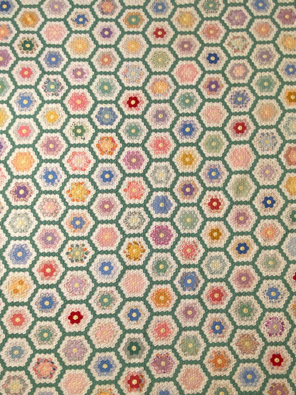 Flower Garden of Miniature Sized Hexagons Quilt