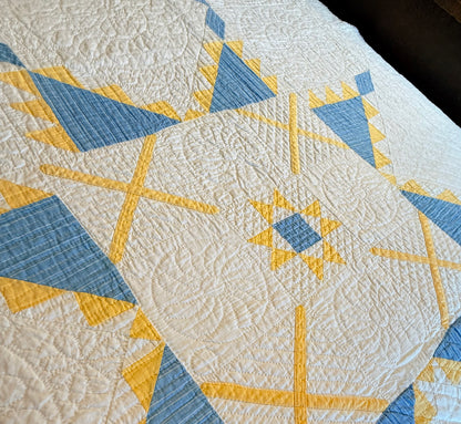 Fine Unique Feathered Stars with Mini Stars Quilt