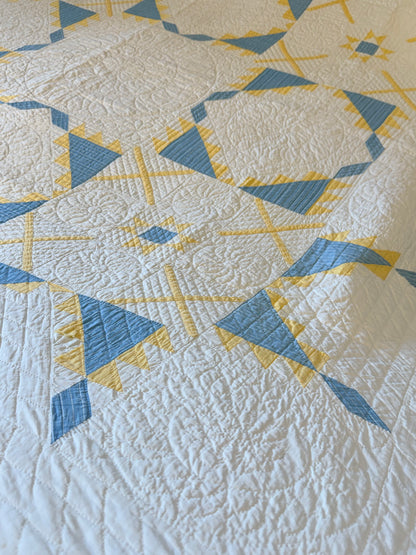 Fine Unique Feathered Stars with Mini Stars Quilt