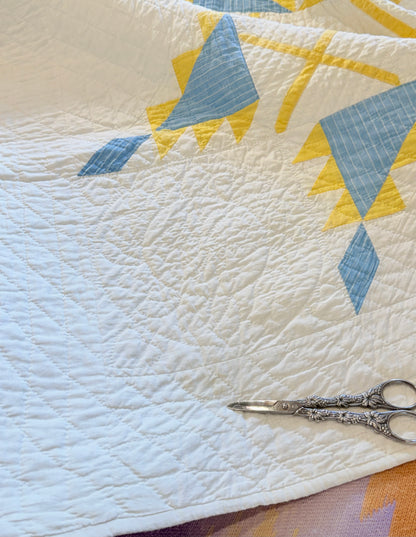 Fine Unique Feathered Stars with Mini Stars Quilt