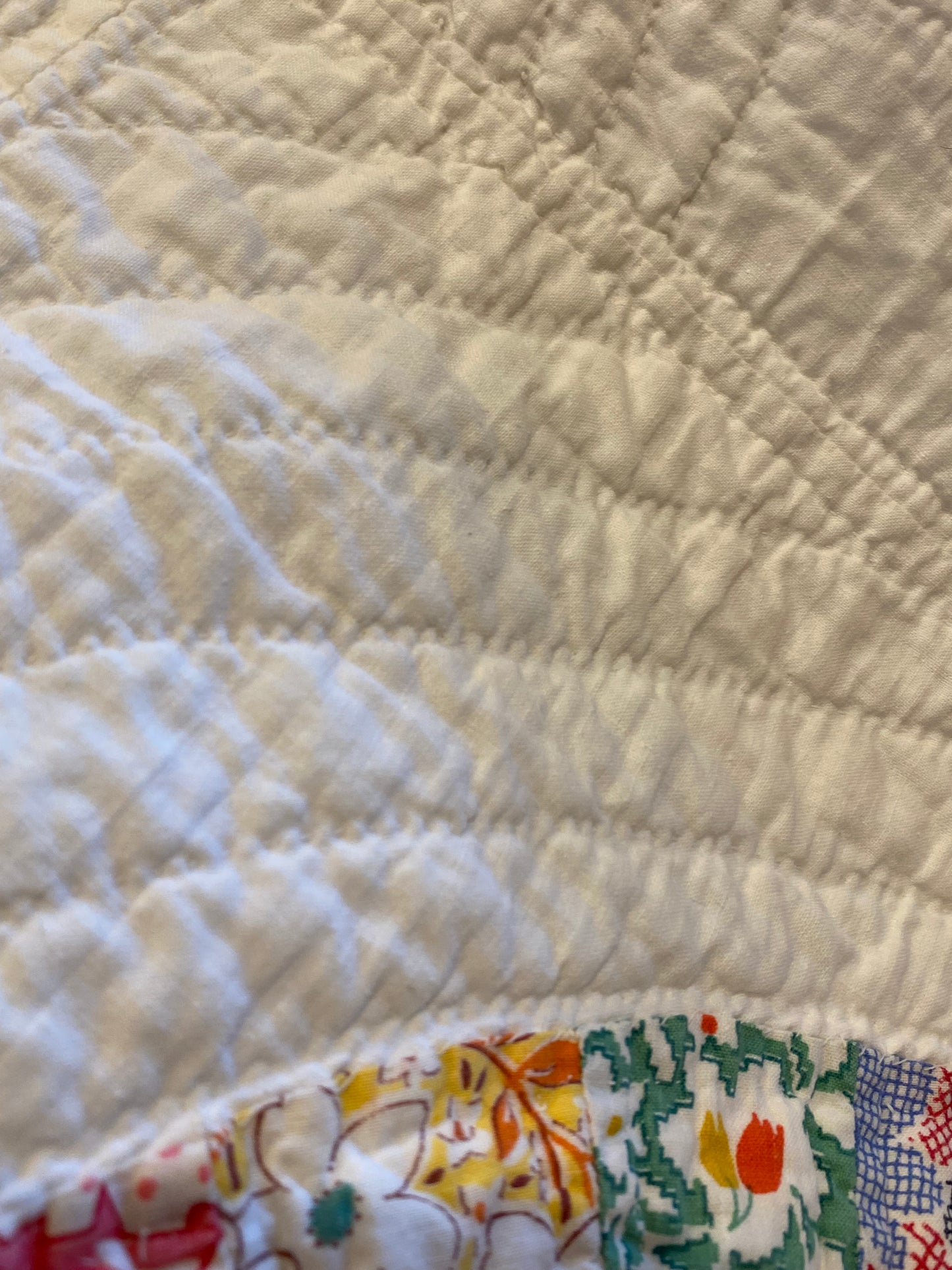 Grannies Fan Quilt with Strip Bar Colorful Border