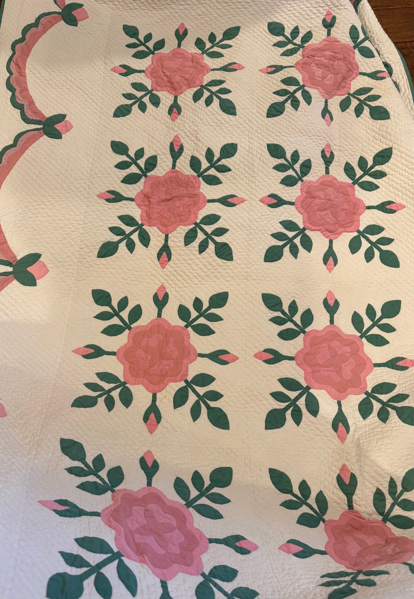 Pink Rose Appliqué Quilt