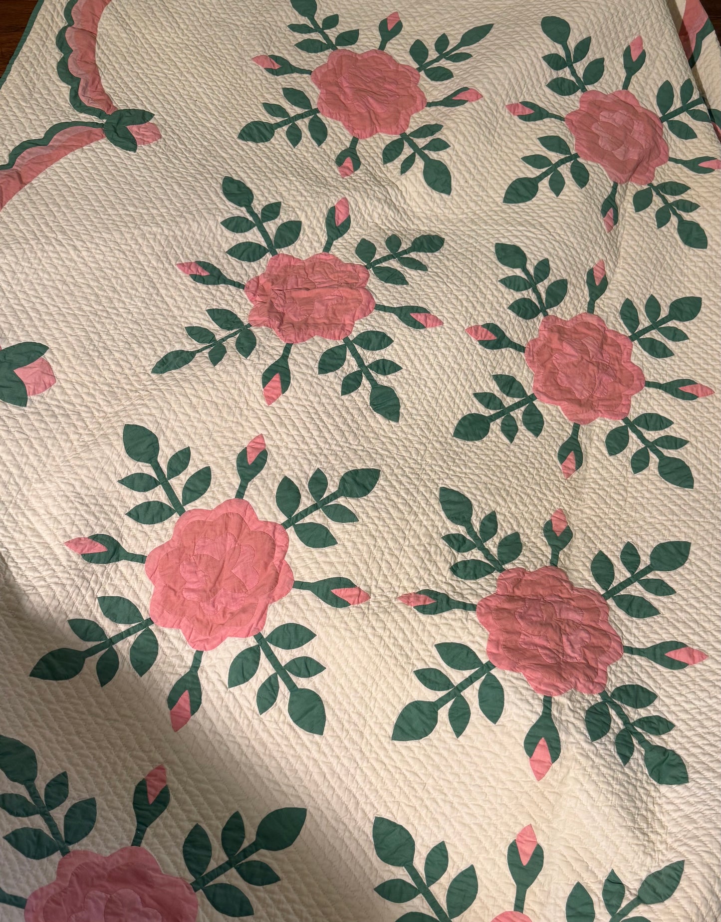 Pink Rose Appliqué Quilt