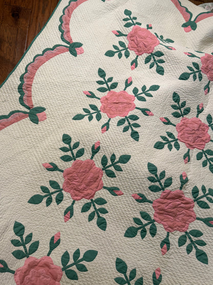 Pink Rose Appliqué Quilt