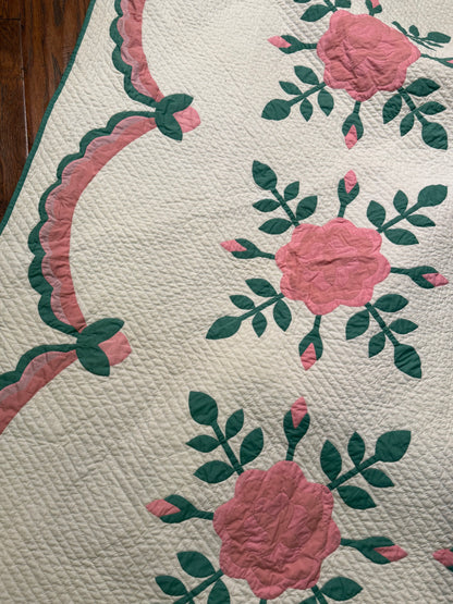 Pink Rose Appliqué Quilt
