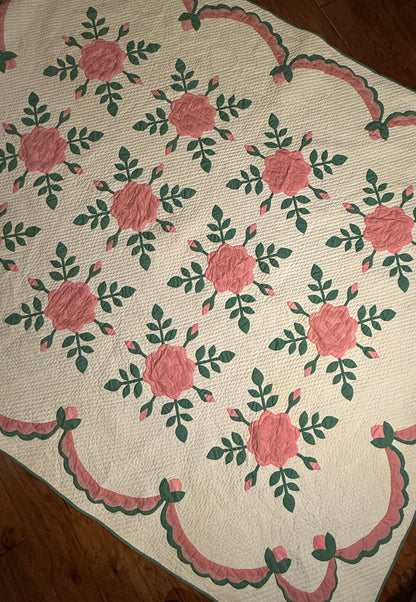 Pink Rose Appliqué Quilt